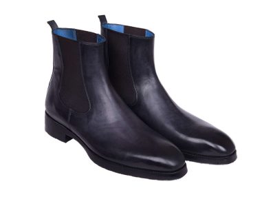 Black & Gray Hand-Painted Men’s Chelsea Boots