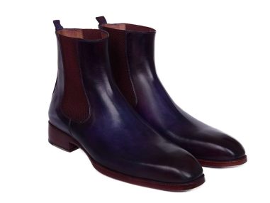 Navy & Purple Hand-Painted Men’s Chelsea Boots