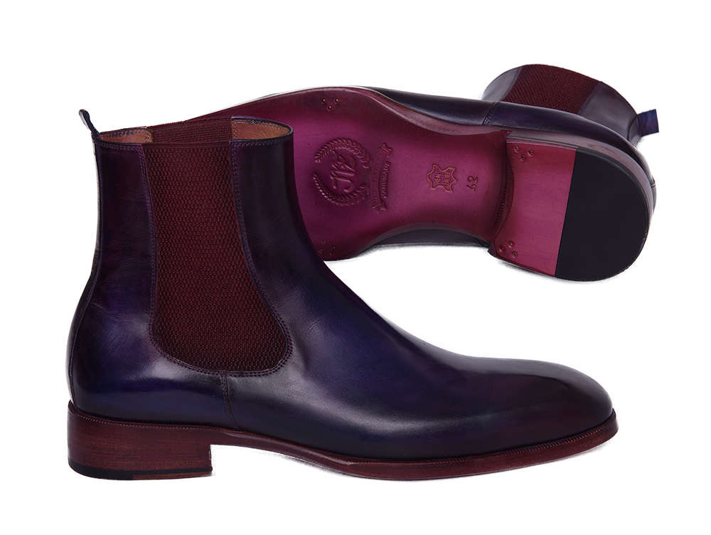 purple chelsea boots mens