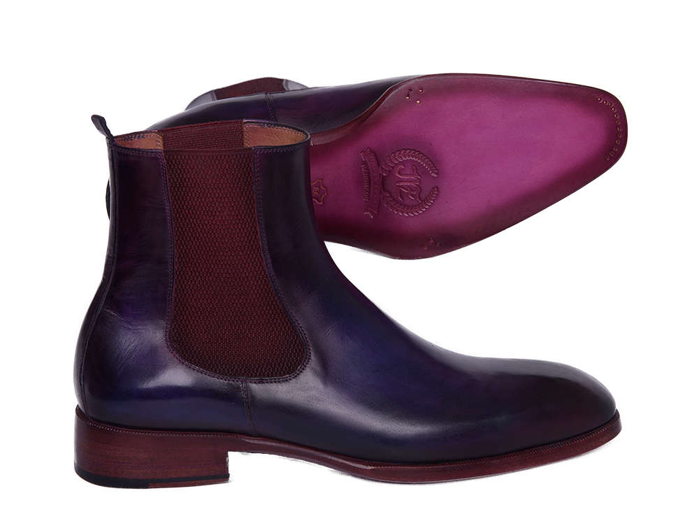 Navy Purple Hand Painted Men s Chelsea Boots
