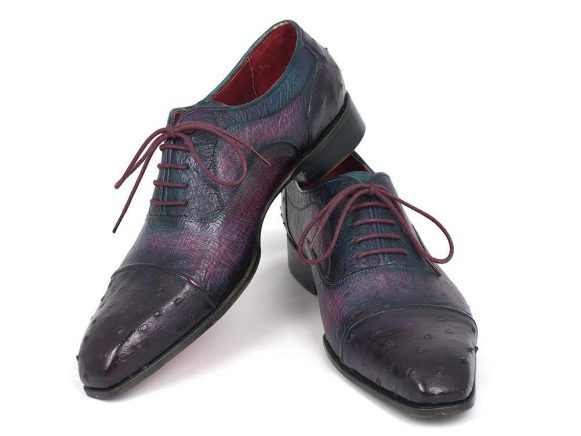 Men's Genuine Ostrich Cap-Toe Oxfords Purple