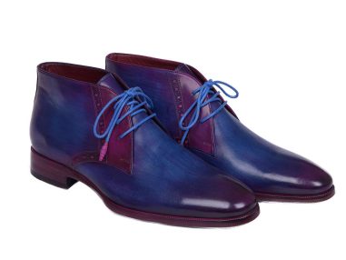 Hakiki Deri Mavi & Mor Chukka Tarzı Bot