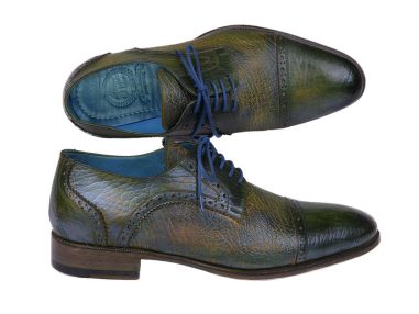 Hakiki Deri Yeşil Derby Tarzı Ayakkabı