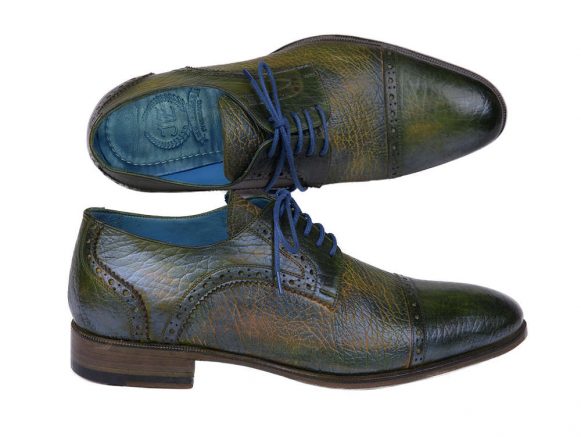 Men’s Green Cap-Toe Derby Shoes