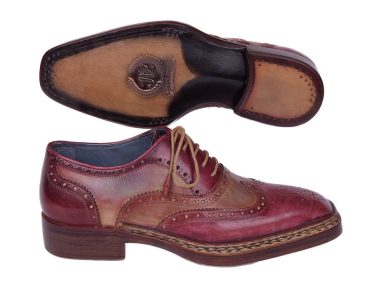Hakiki Deri Bordo & Bej Goodyear Welted Oxford Tarzı Ayakkabı