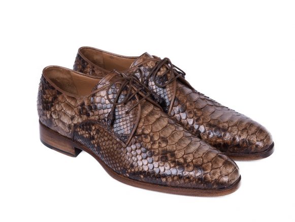 Genuine Python Skin Brown Derby Shoes