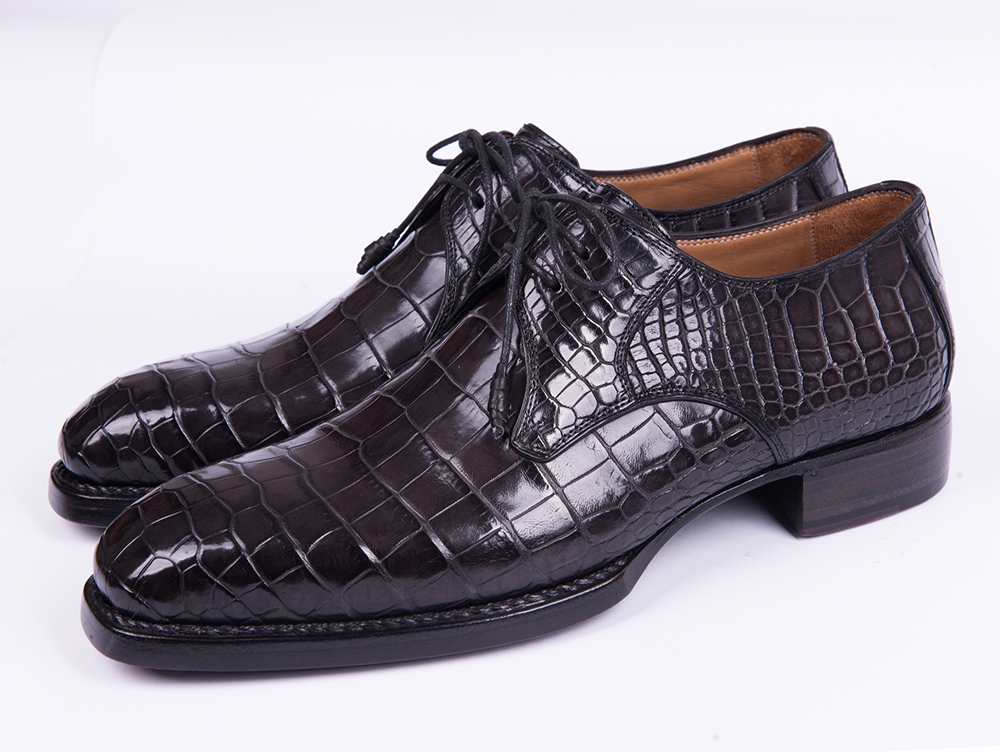 Hand Welted Genuine Crocodile Black Derby Shoes – Murat Erbaş Shoes