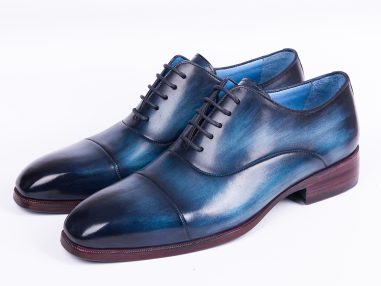 Hakiki Deri El Boyaması Mavi & Kahve Oxford Ayakkabı