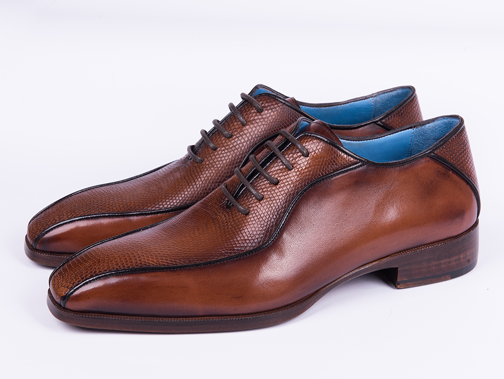 Genuine Lizard Calf Skin Brown Oxfords