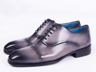 Hakiki Deri El Boyaması Gri & Siyah Oxford Ayakkabı