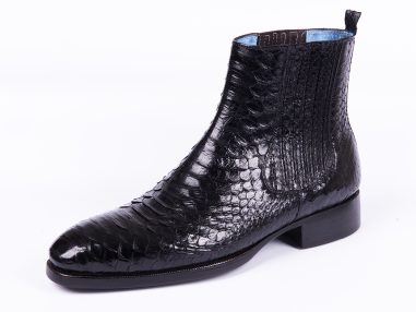 Genuine Python Skin Black Chealse Boots For Men