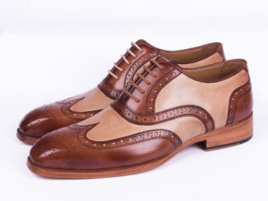 Beige & Brown Wingtip Oxfords