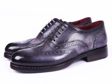 Gray & Black Goodyear Welted Wingtip Brogues
