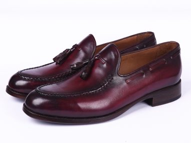 Hakiki Deri Bordo El Boyaması Loafer Ayakkabı