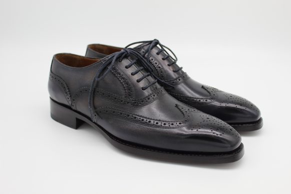Genuine Calfskin Grey & Black Goodyear Welted Oxford Shoes