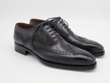 Hakiki Deri Antrasit Gri & Siyah Goodyear Welted Oxford Ayakkabı