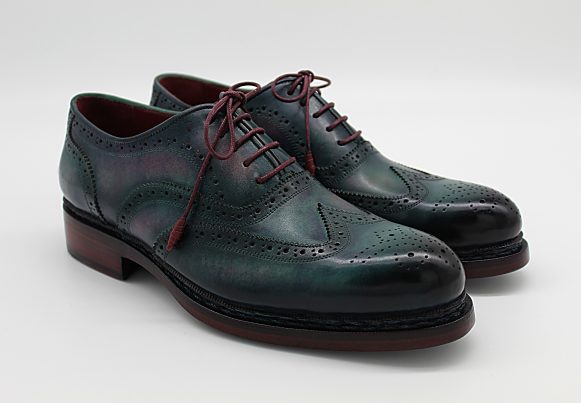 Hakiki Deri Mavi & Yeşil & Pembe Norveç Goodyear Welted Oxford Ayakkabı