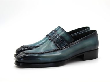 Hakiki Deri Petrol Mavisi Goodyear Welted Loafer Ayakkabı