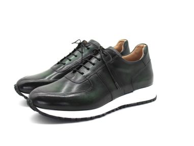 Genuine Calfskin Dark Green Handmade Sports Shoes