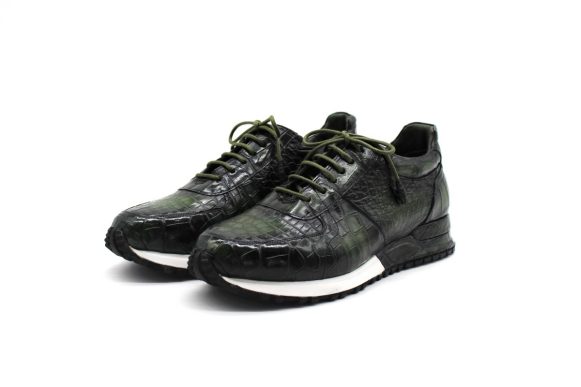 Genuine Crocodile Skin Dark Green Handmade Sports Shoes
