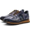 Genuine Calfskin Crocodile Skin Blue Navy Blue Handmade Sports Shoes