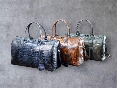 Hakiki Timsah Derisi El Yapımı Seyahat Çantası
