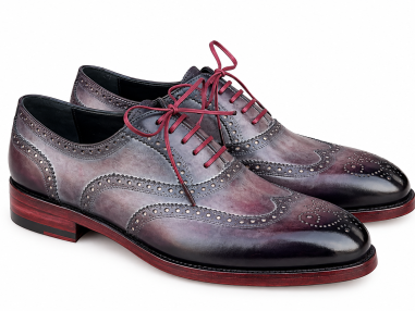 Hakiki Deri Goodyear Welted Mor & Gri Oxford El Yapımı Ayakkabı